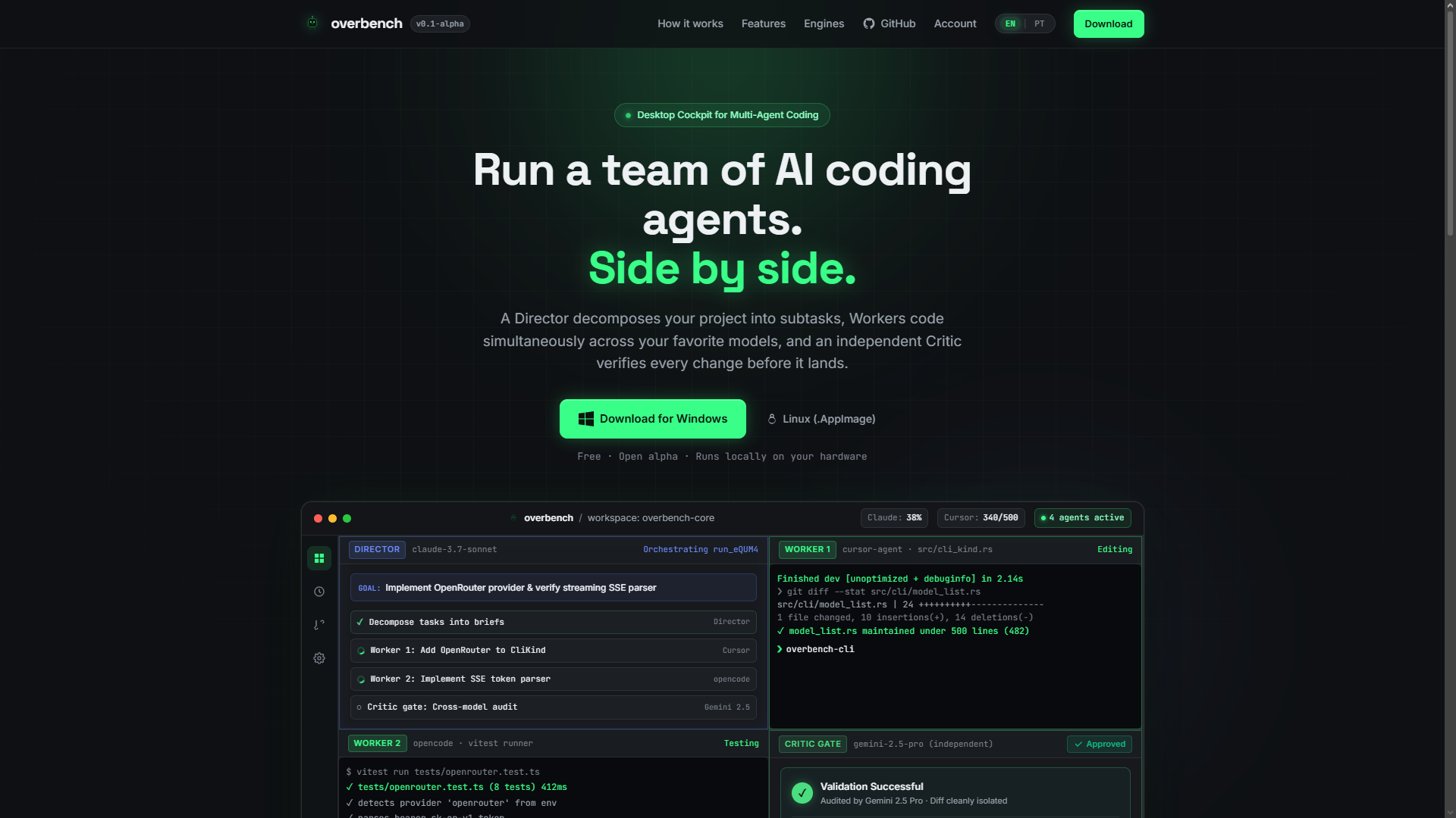Overbench landing page